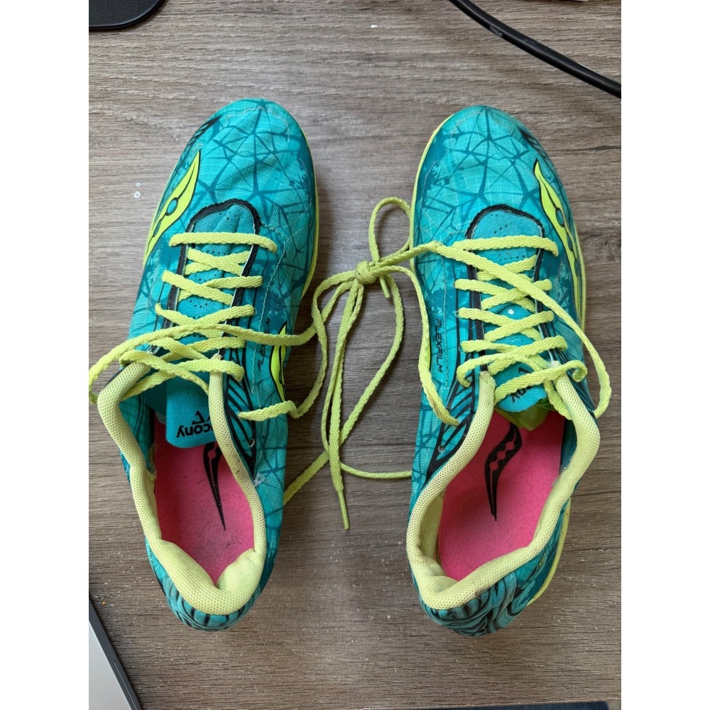 Saucony Shay‎ XC4 Cross Country Running Shoes Women's Size 7 Spikes Blue/Yellow